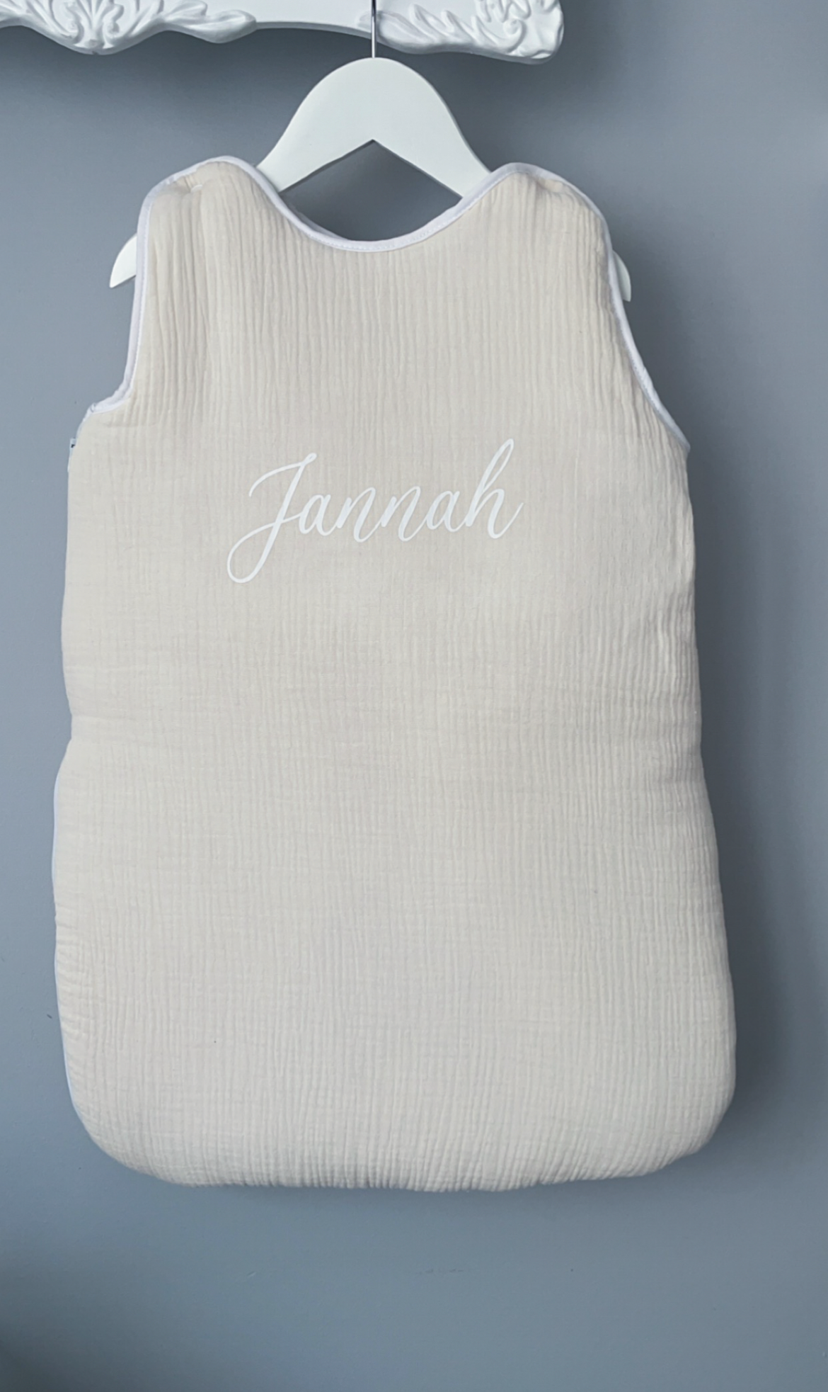 Gigoteuse en gaze de coton beige à personnaliser avec le prénom