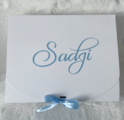 Coffret naissance personnalisé première tenue blanche en coton