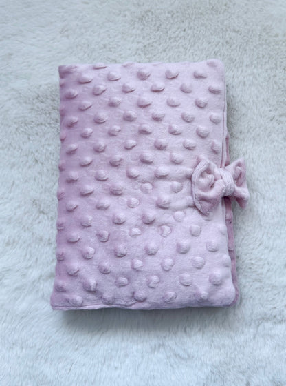Protège carnet de santé minky rose brodé