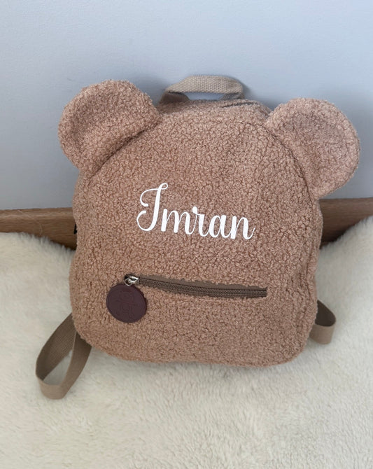 Sac à dos bouclette marron personnalisé