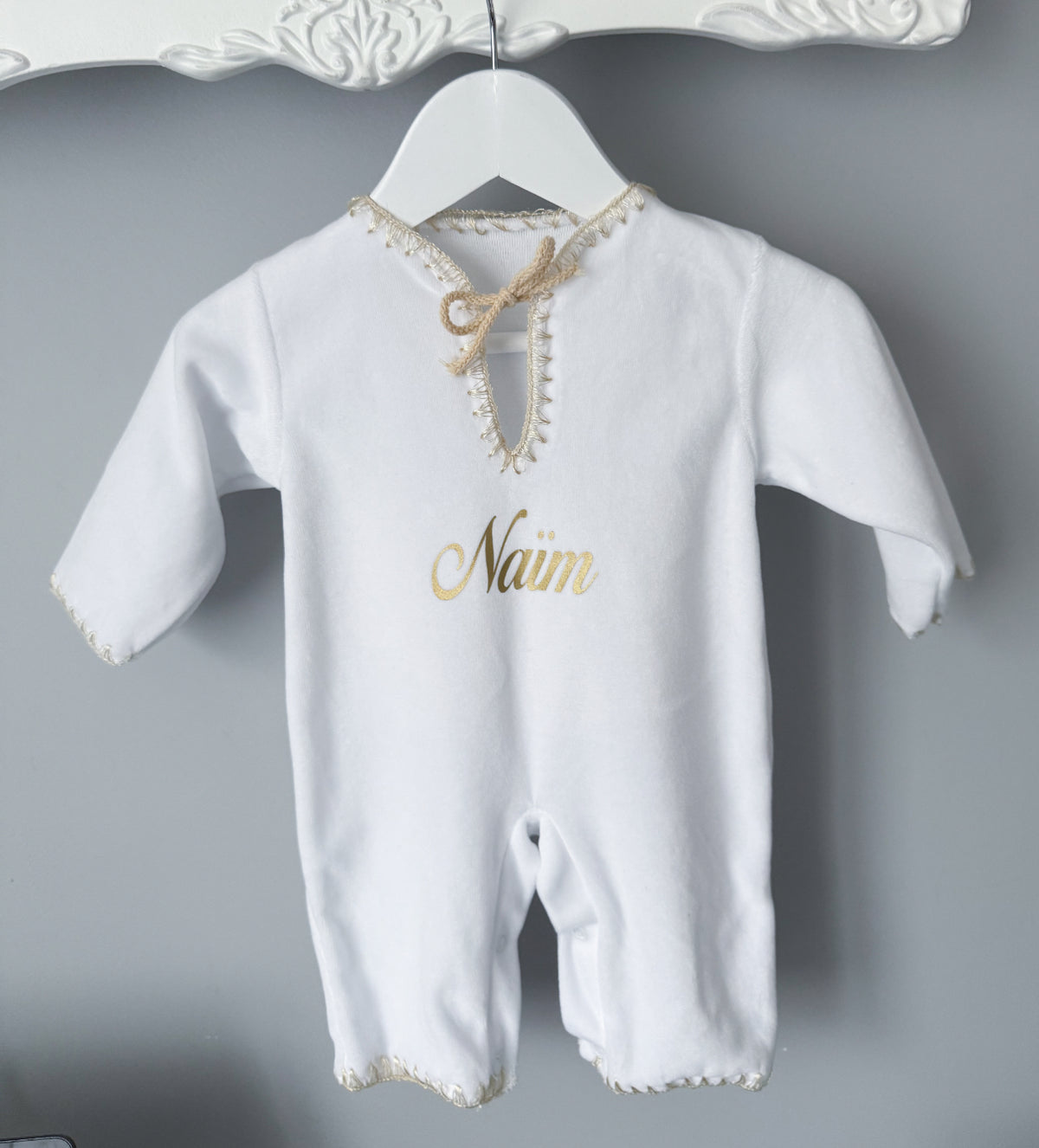 Ensemble oriental bébé blanc personnalisé