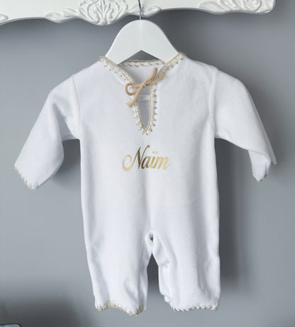 Ensemble oriental bébé blanc personnalisé