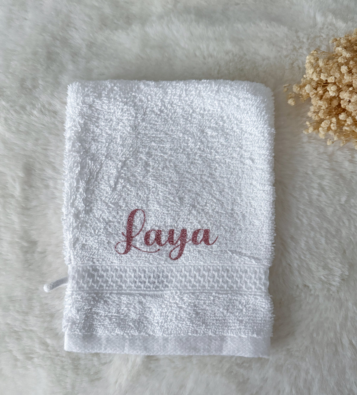Gant de toilette bébé blanc personnalisé