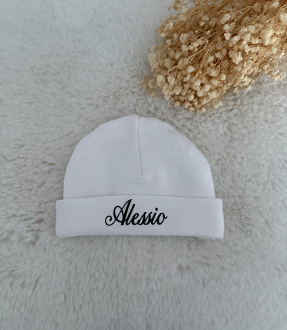 Bonnet bébé blanc en coton personnalisé