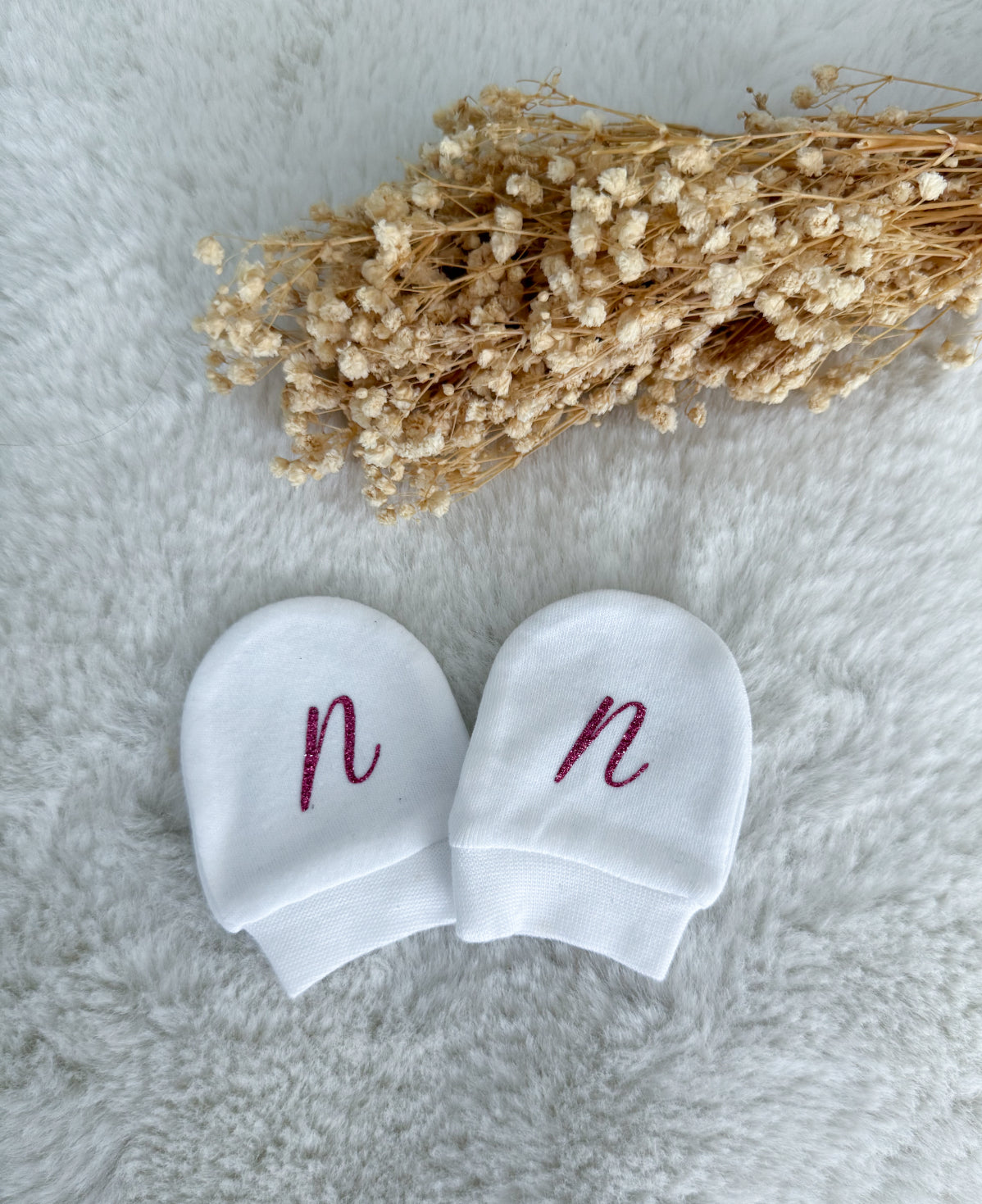 Moufles bébé blanches en coton
